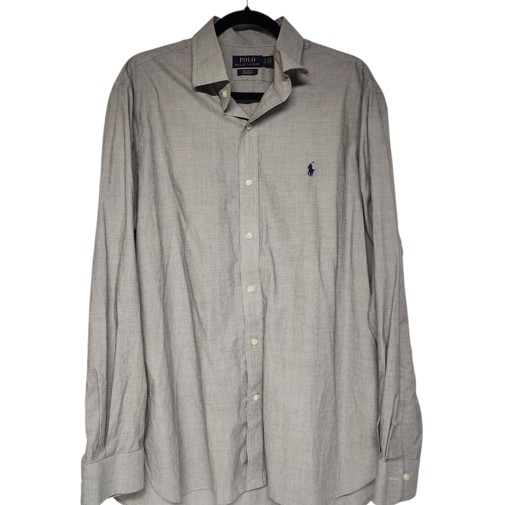 Polo by Ralph Lauren‎ Regent Custom Men's Gray Button Down Poplin Shirt 17/43